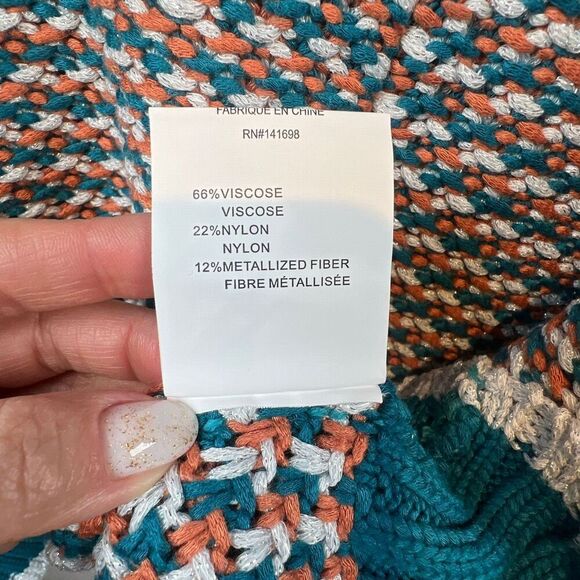 NWT Ramy Brook Larson Metallic Knit V-Neck Sweater Multicolor Size M - Picture 15 of 16